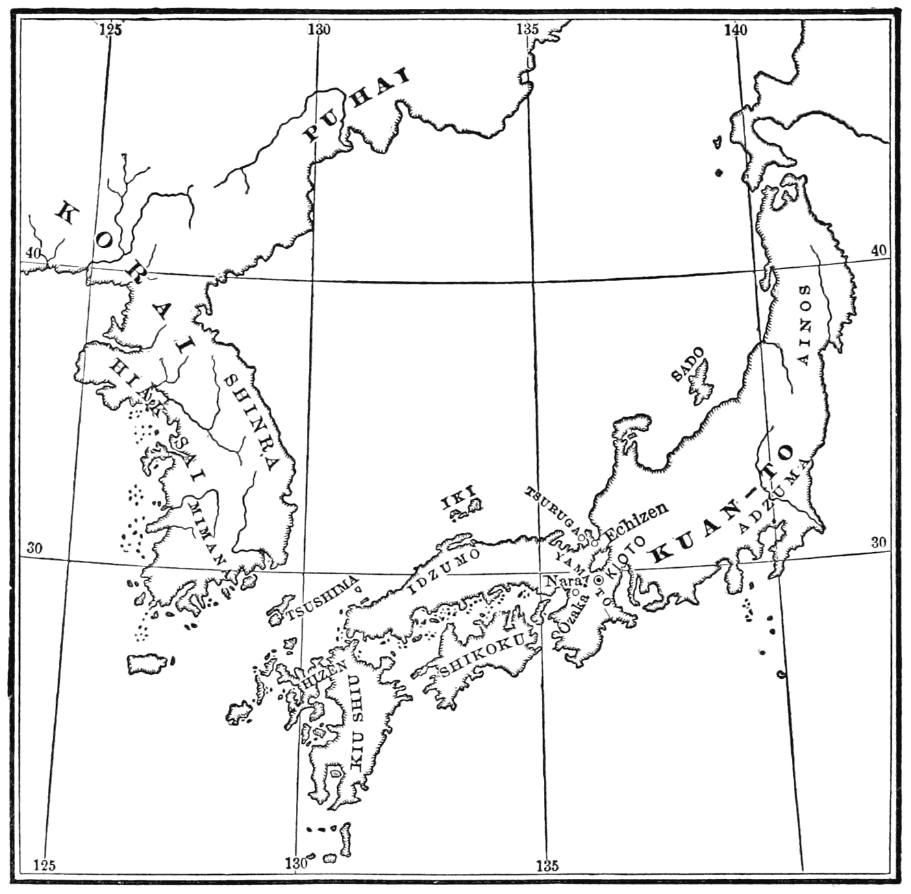 Map of Ancient Japan and Corea.
