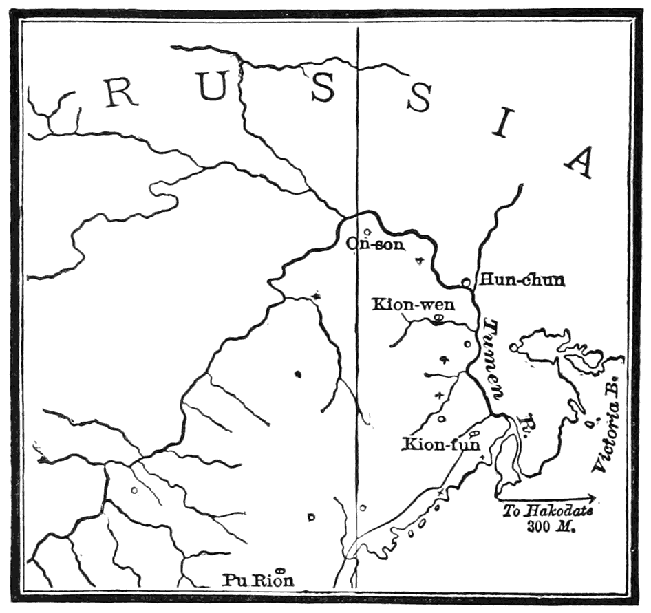 Corean frontier facing Manchuria and Russia.