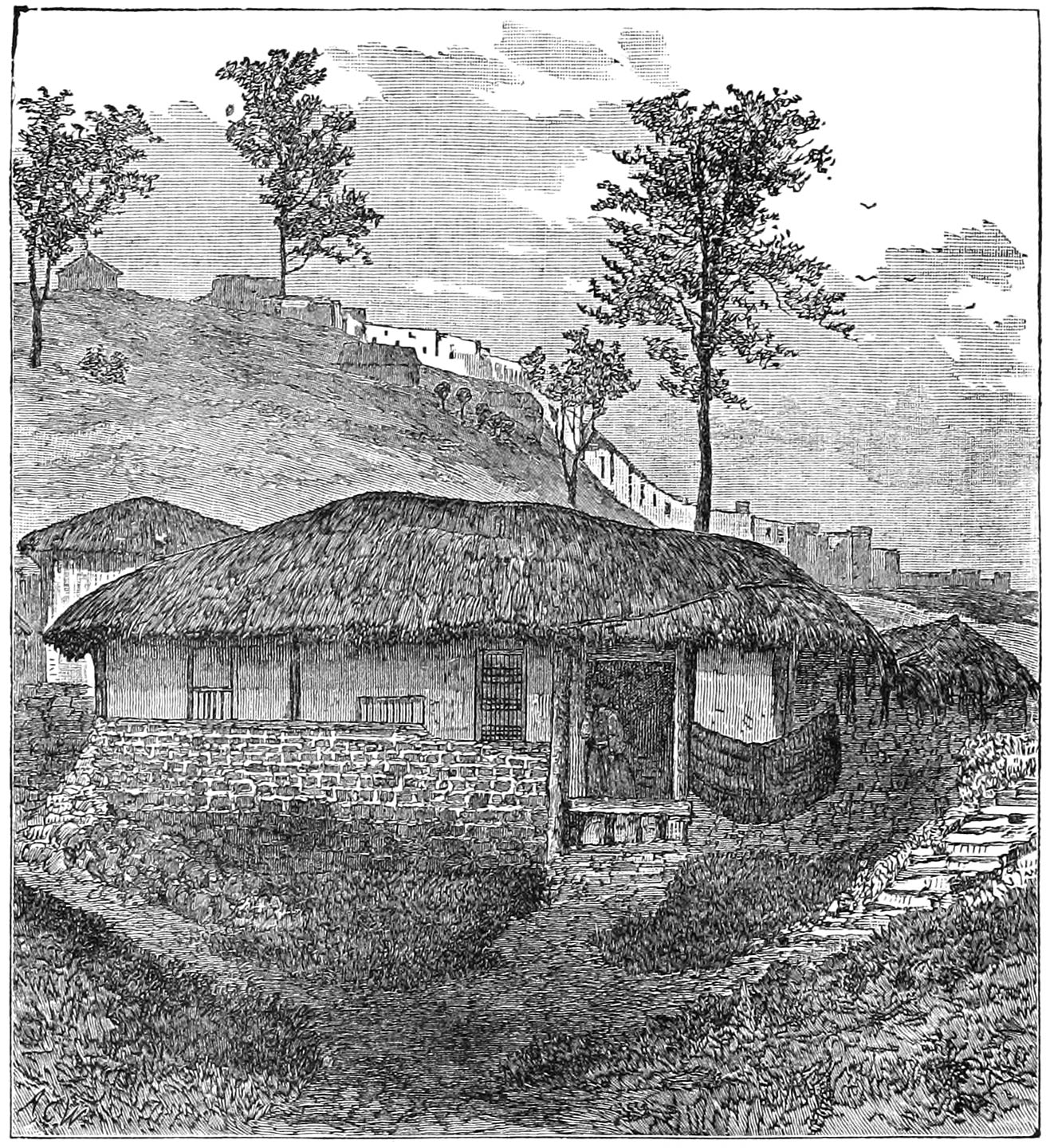 Thatched House near Seoul. (From a photograph, 1876.)