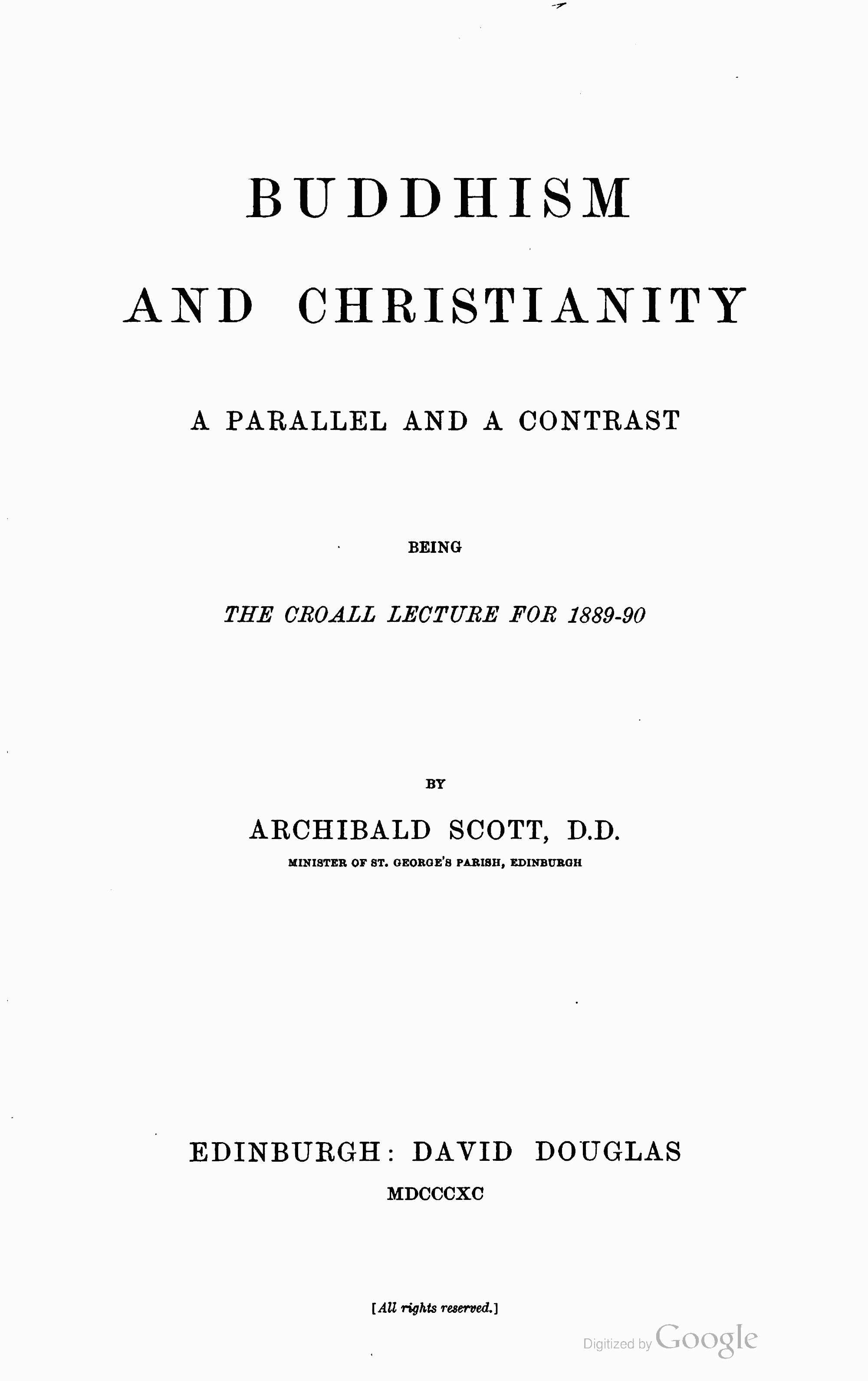 The Project Gutenberg eBook of Buddhism and Christianity, by Archibald Scott