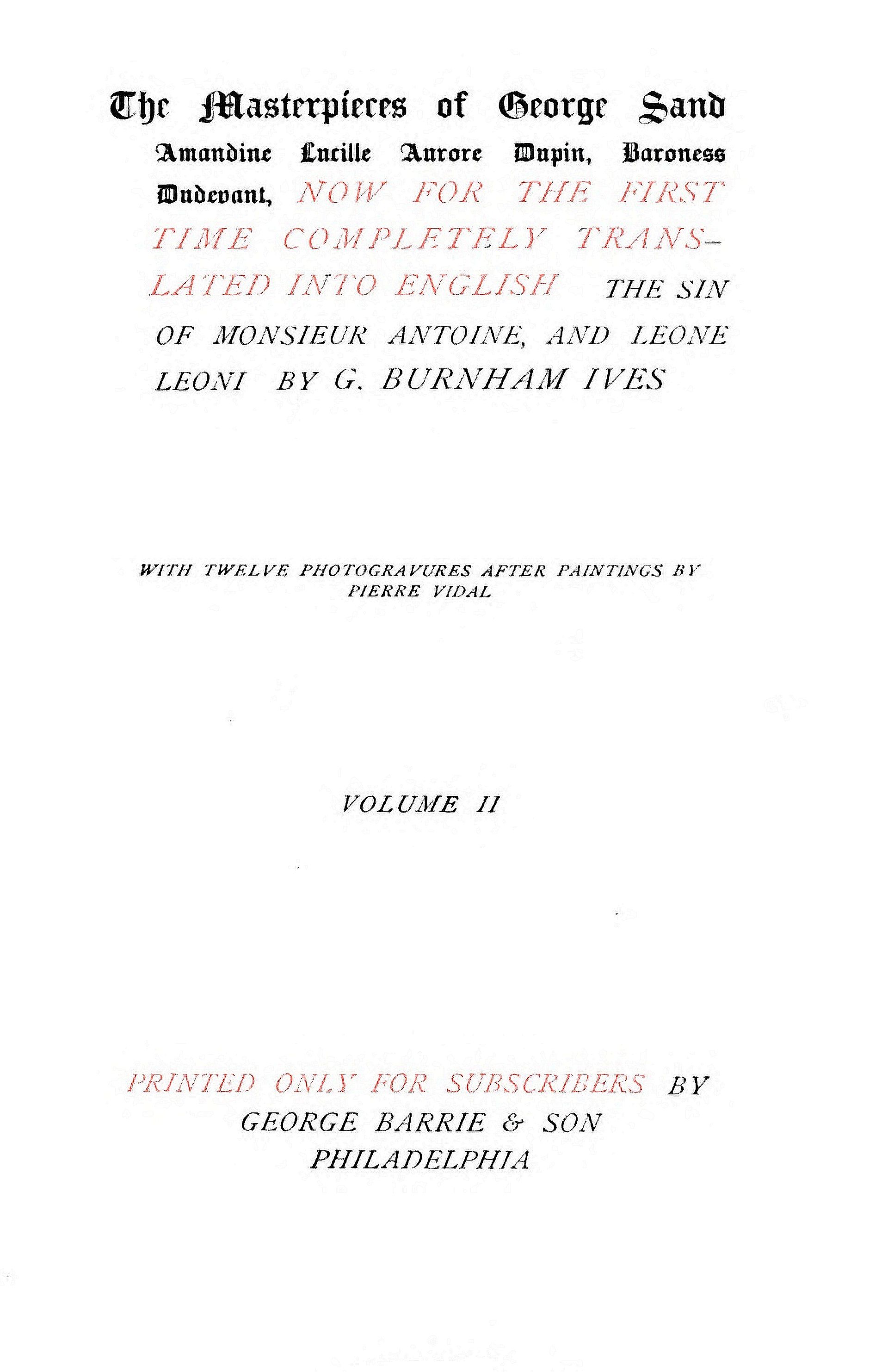 The Project Gutenberg eBook of The Sin of Monsieur Antoine Vol