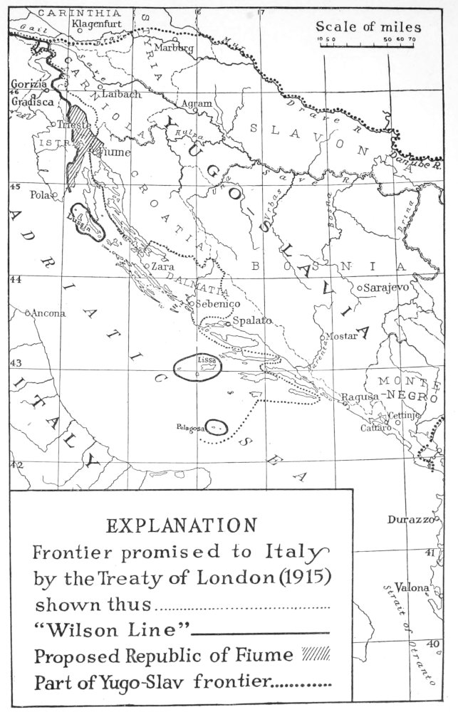 Frontier promised to Italy by the Treaty of London (1915)
