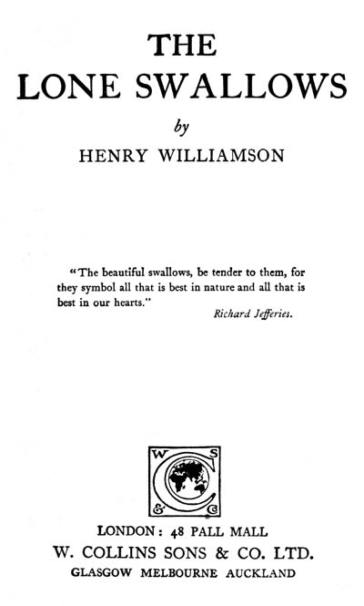 The Lone Swallows, by Henry Williamson—A Project Gutenberg eBook pic