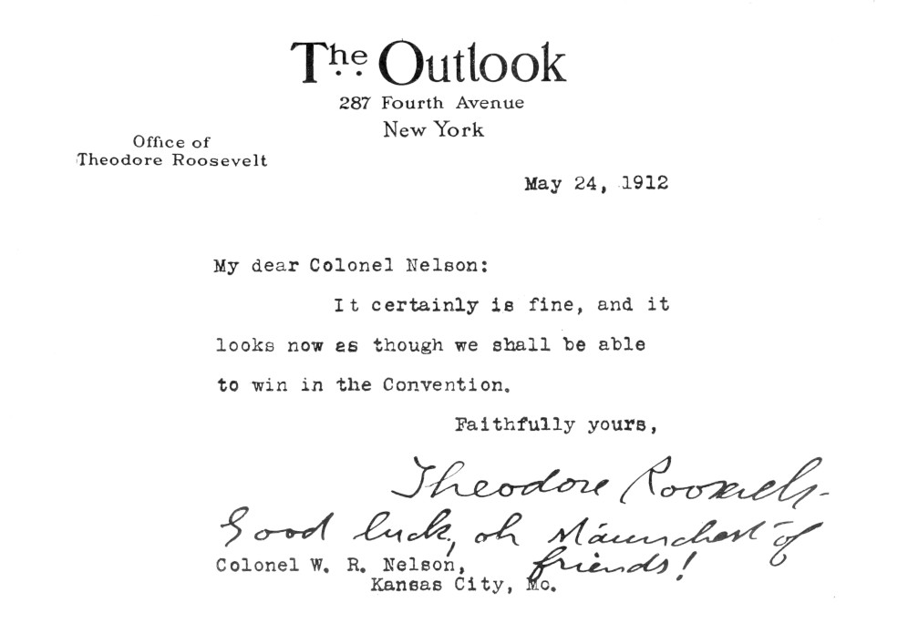 Facsimile of a Note from Roosevelt to W. R. Nelson