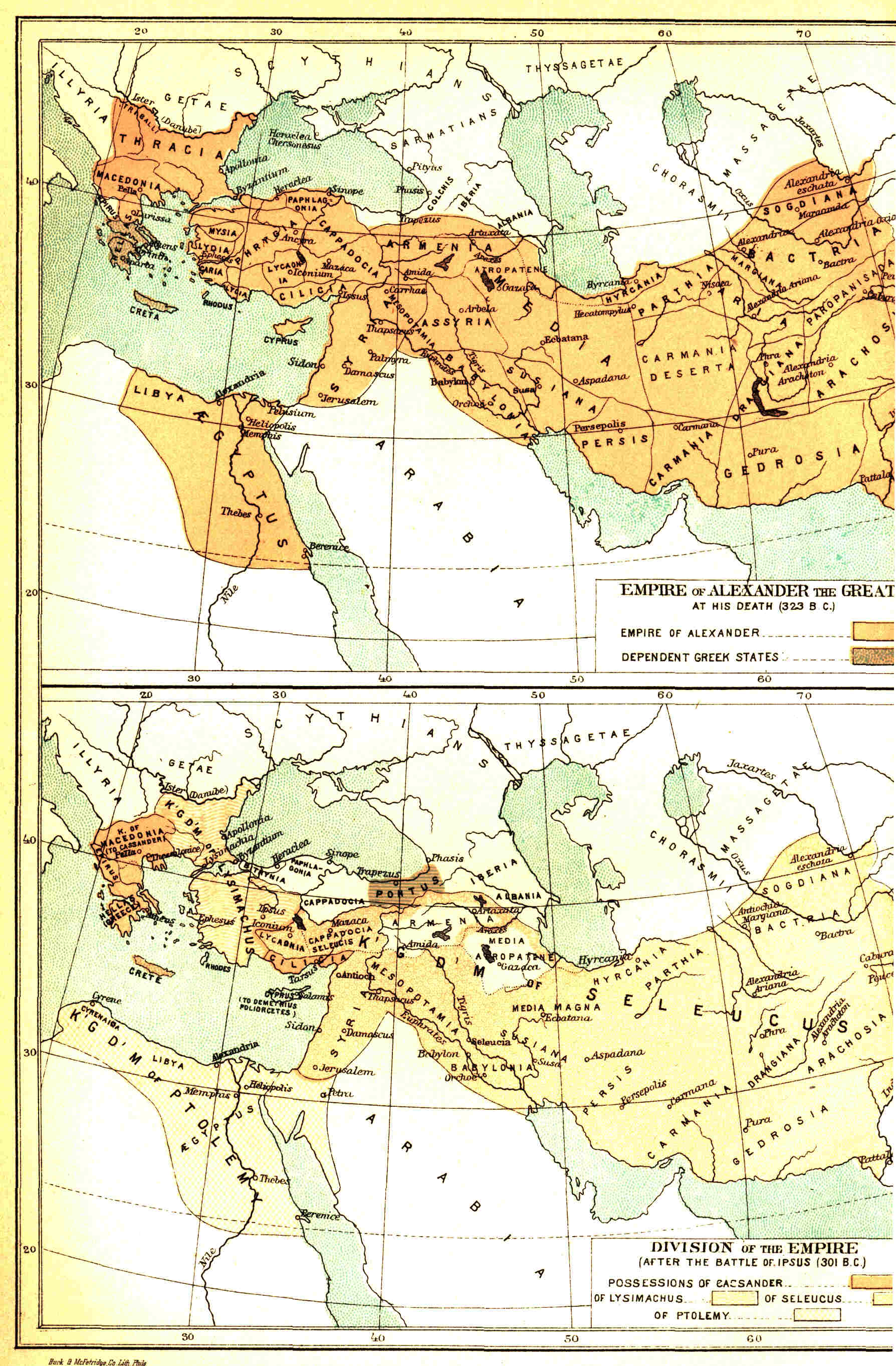 Four maps of the Empire of Alexander the Great and
his successors.