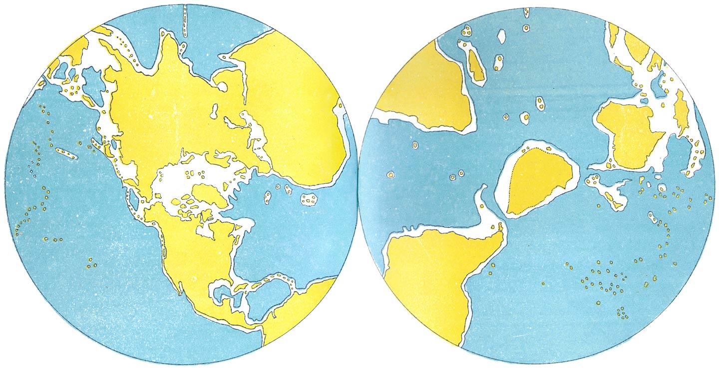 Kaart van de Aarde met continentaal plat.
