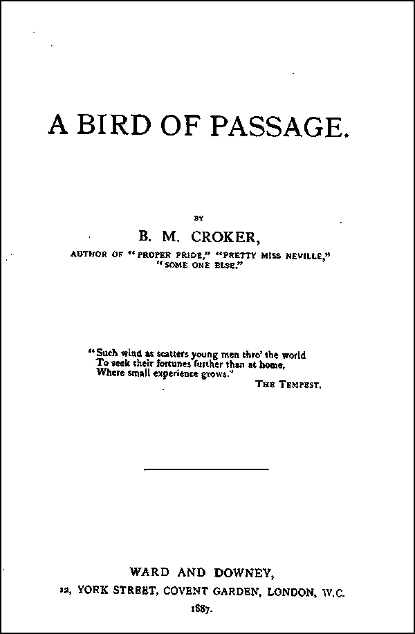 A Project Gutenberg eBook of A Bird of Passage, by B. M. Croker.