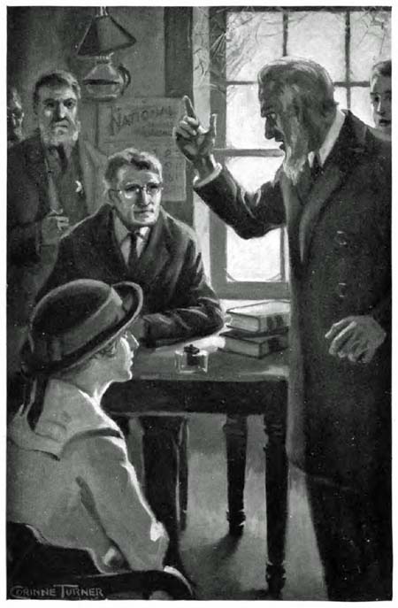 The old Elder, towering like a figure of wrath,
scowled at Janice