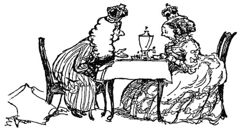 [King and queen seated at table]