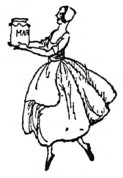 [Woman with large jar of marmalade]