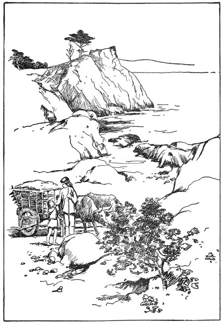 Docas and Oshda brought the hides and tallow down to the beach
in the ox-carts