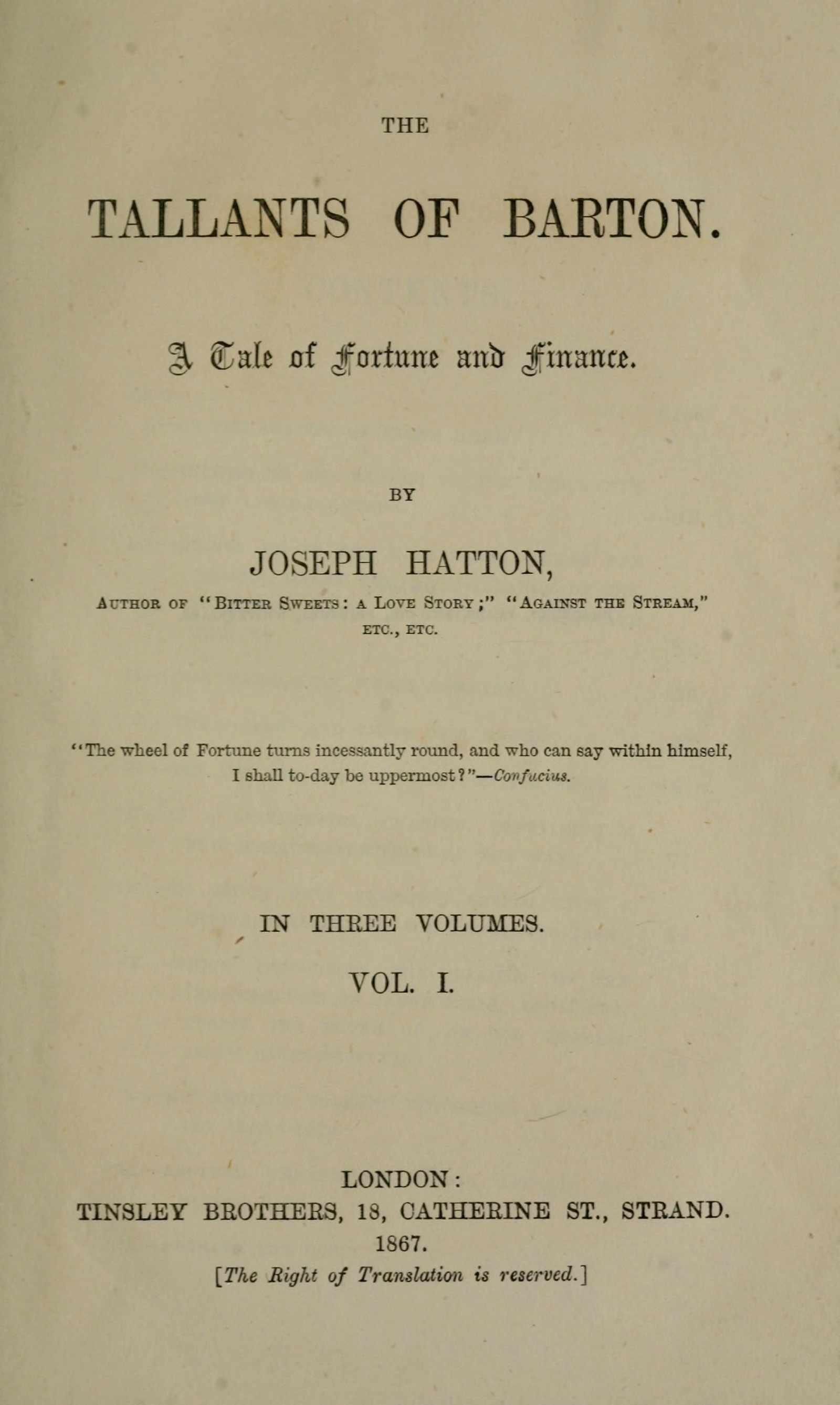 The Tallants of Barton Volume I Project Gutenberg pic