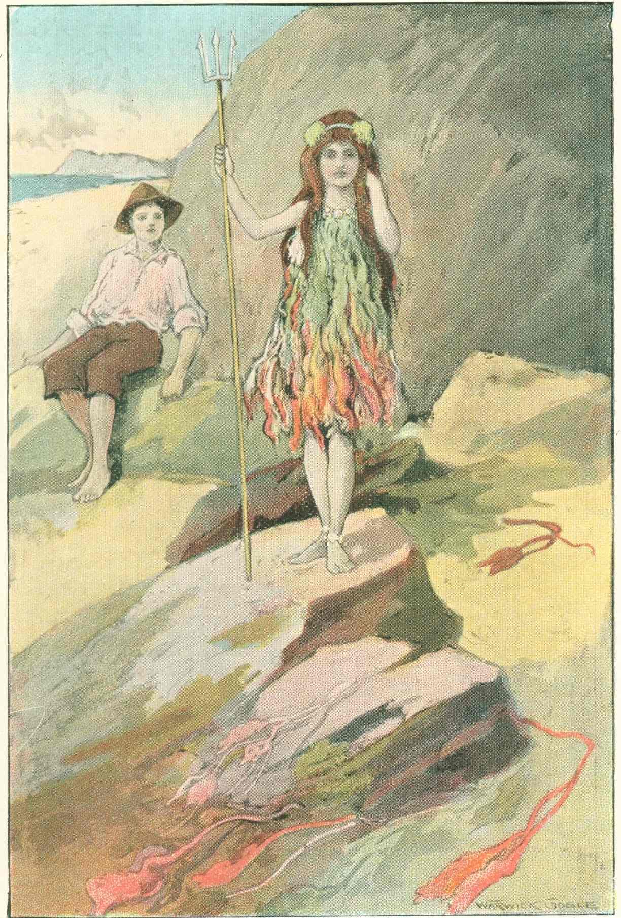 Nymph of the Forest Linocut Block Print Fairy-tale Art Art Print