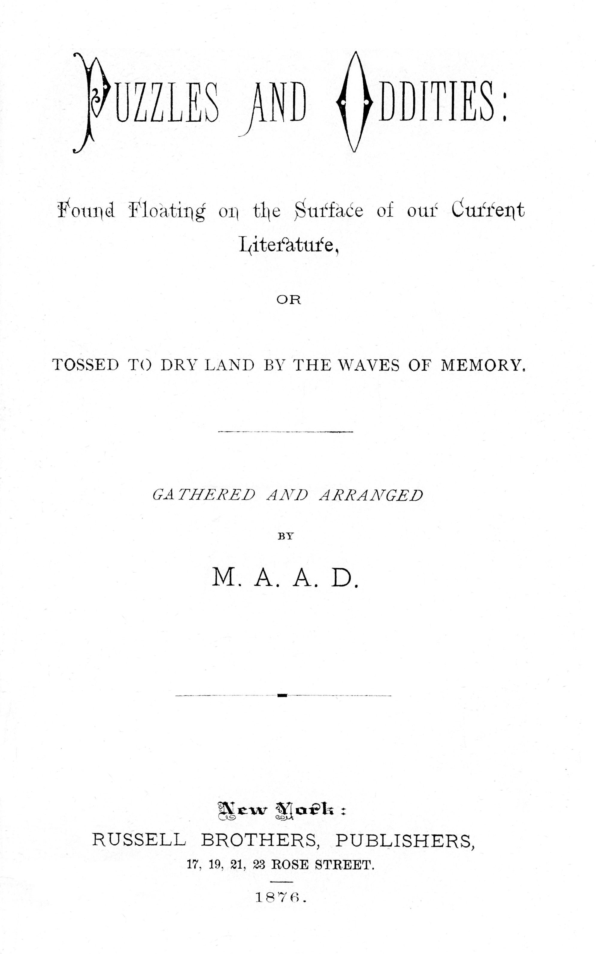 Puzzles and Oddities Project Gutenberg