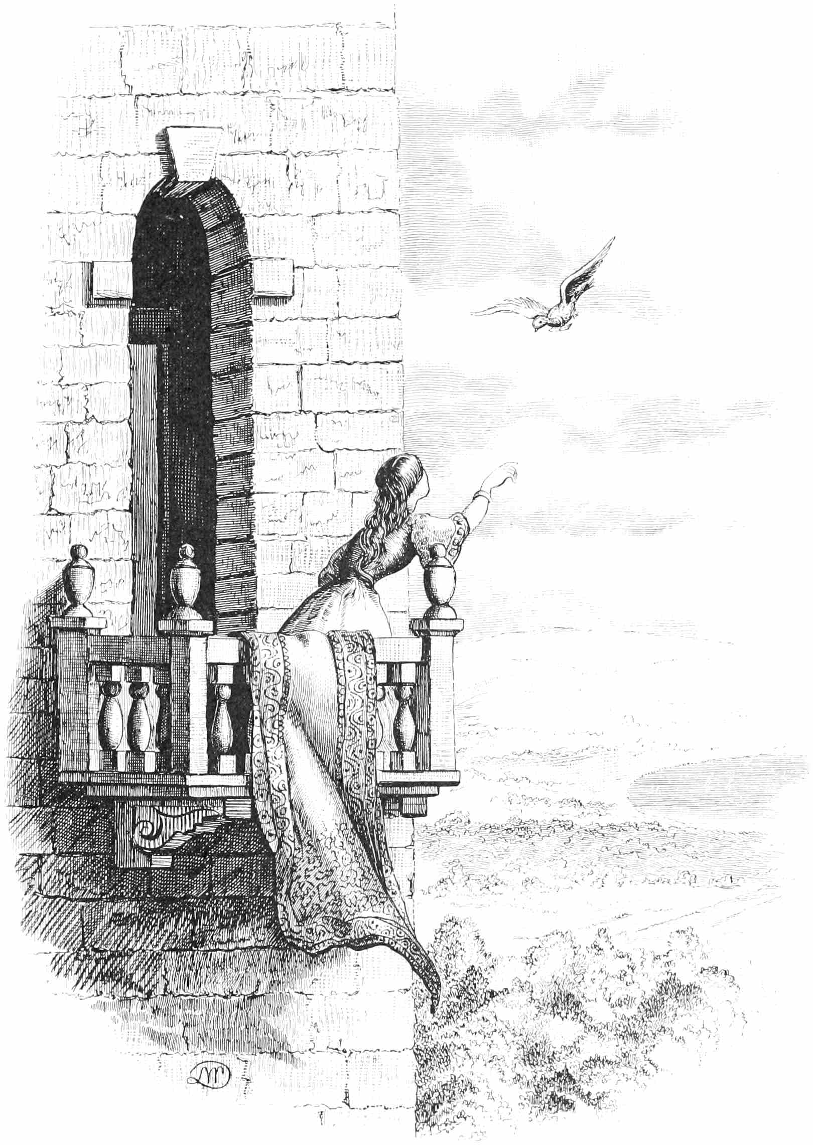 Woman on castle balcony