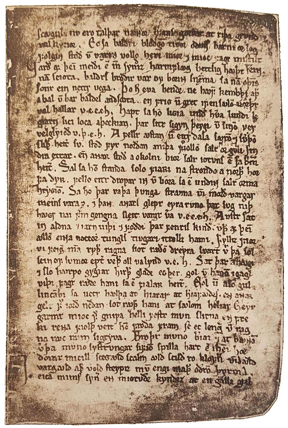 A PAGE FROM THE CODEX REGIUS COMPRISING VERSES 31 TO 45 OF THE VOLUSPO