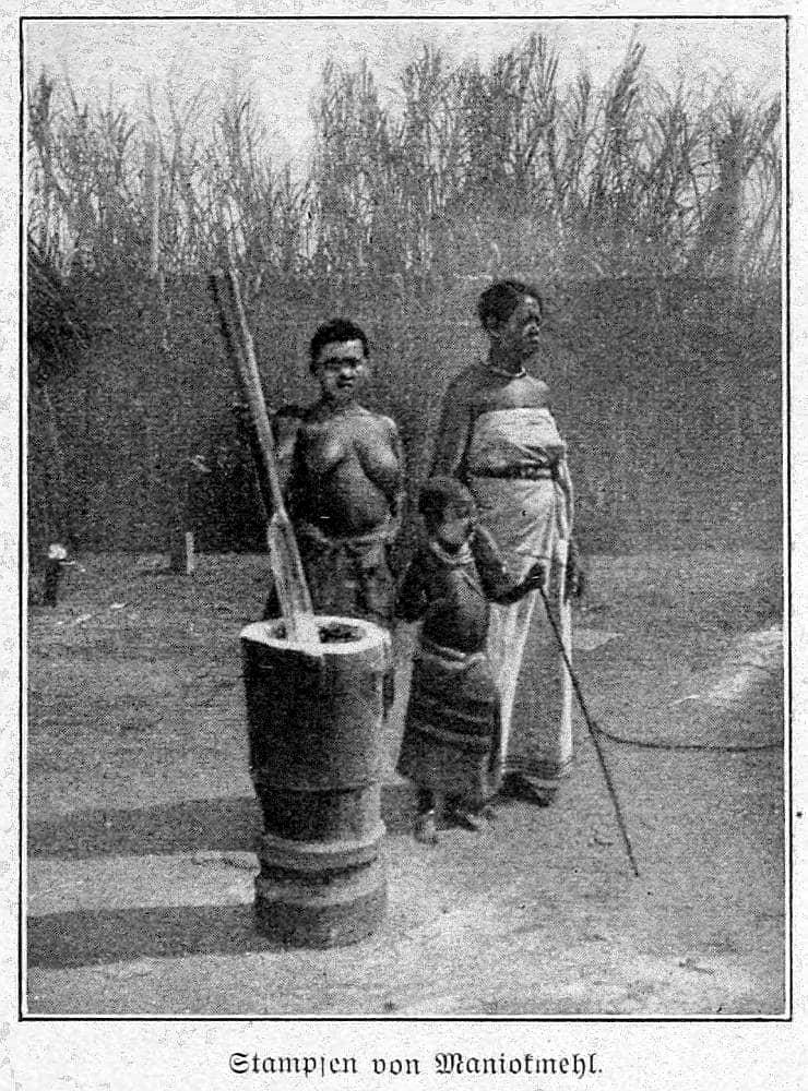 Stampfen von Maniokmehl