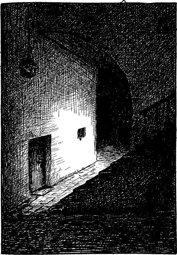 Nachts vor der Treppe