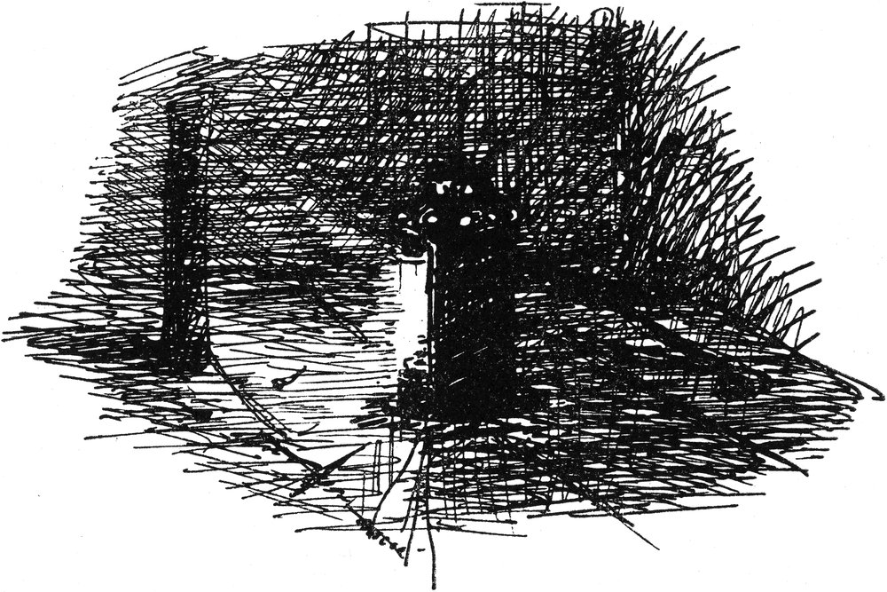 Eine Laterne beleuchtet
  die grausige Szene