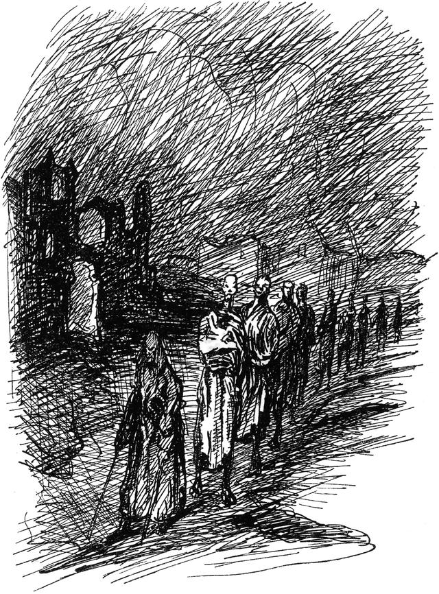 Die Blauäugigen marschieren
  am Fluss entlang