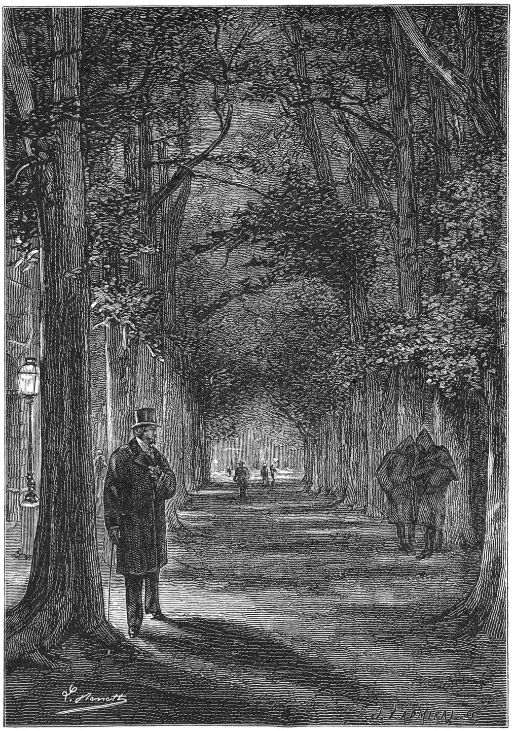 Eenige spionnen, die in de Acquedottolaan rondslopen. (Bladz. 56.)