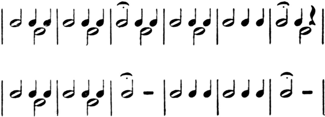 The metre of a distych,
  translated into musical notes