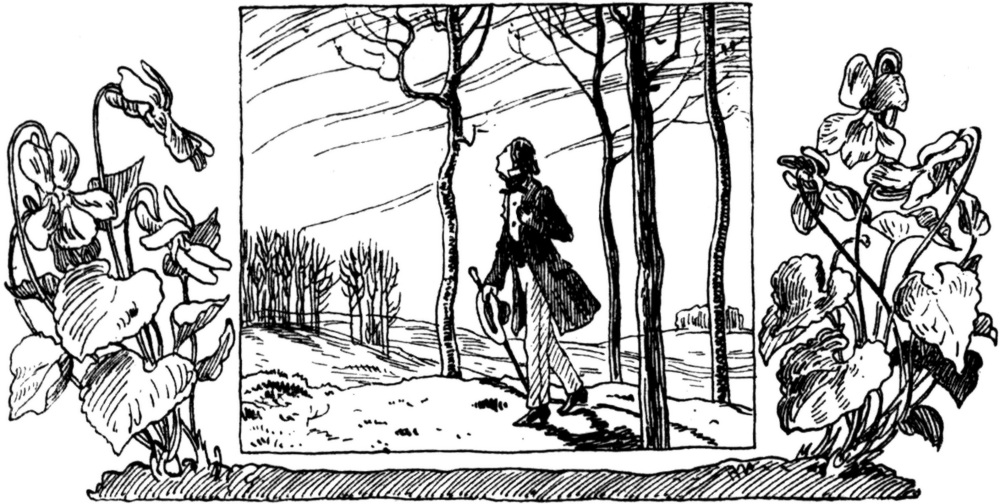 Ein Wanderer im Frühling
  in einem lichten Waldstück