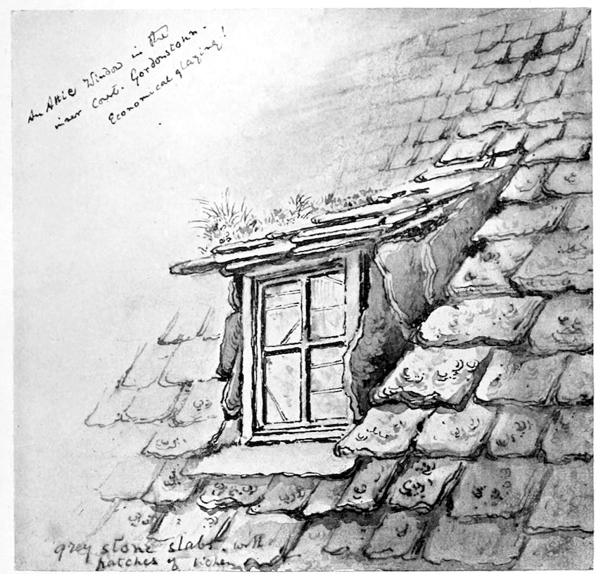 An Attic Window in the inner court. Gordonstoun. Economical glazing!