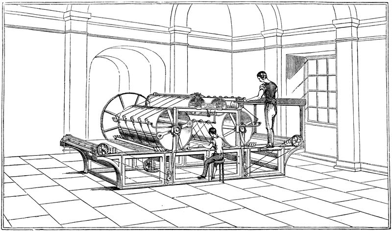 Drawing of the Cowper printing press