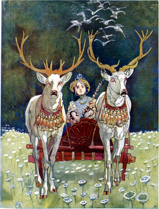 Két fehérszőrü, vörösszemü szarvast fogtak a hintója elé