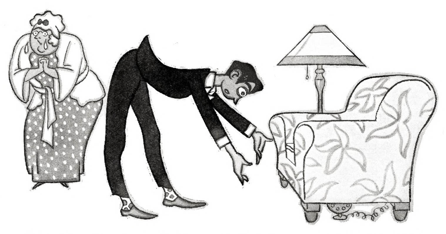 actor speaking to a sofa