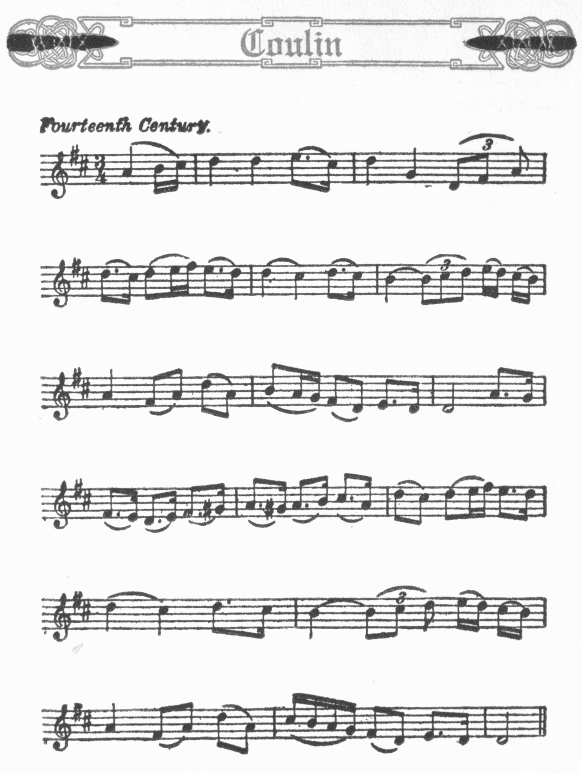 Musical score: Coulin, Fourteenth Century.