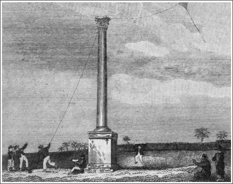 Flying a kite over the pillar