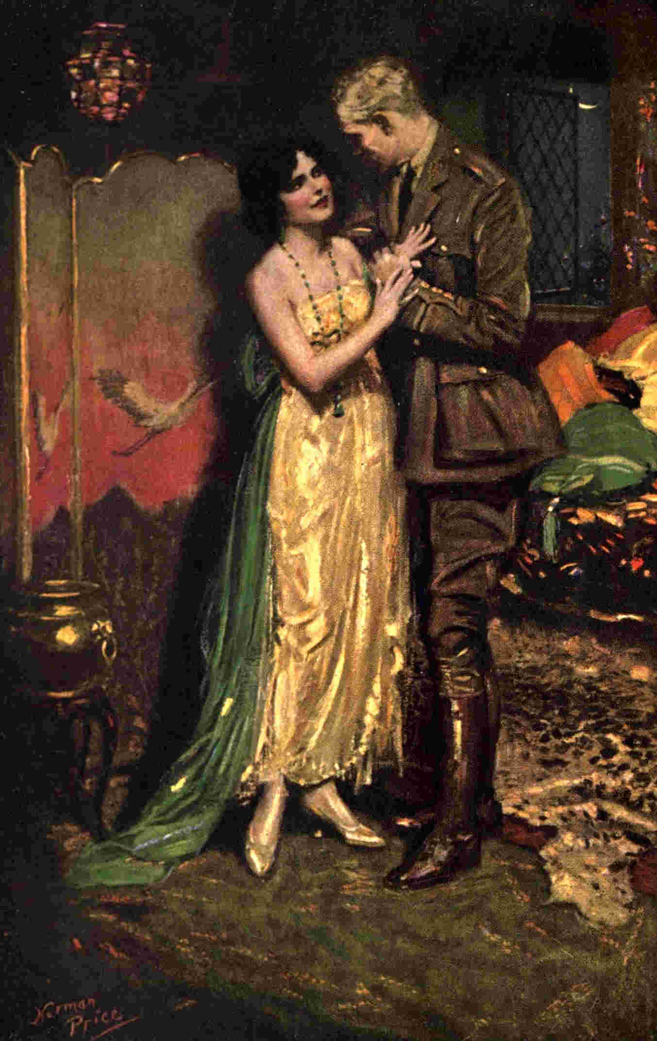 Man and woman embrace