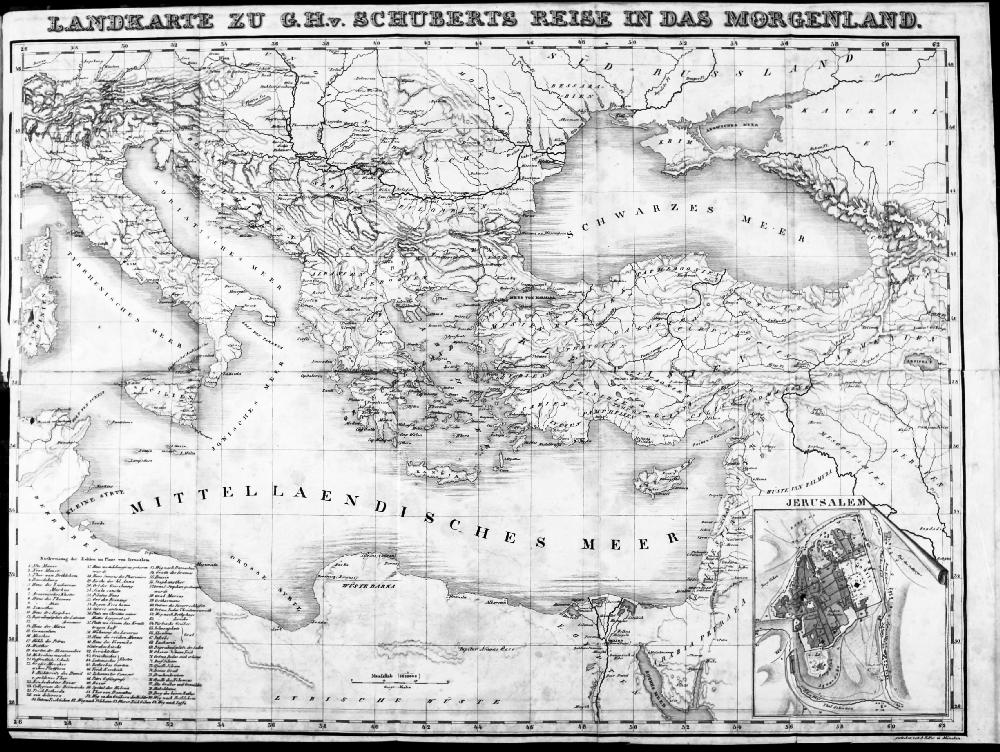 LANDKARTE ZU G. H. v. SCHUBERTS REISE