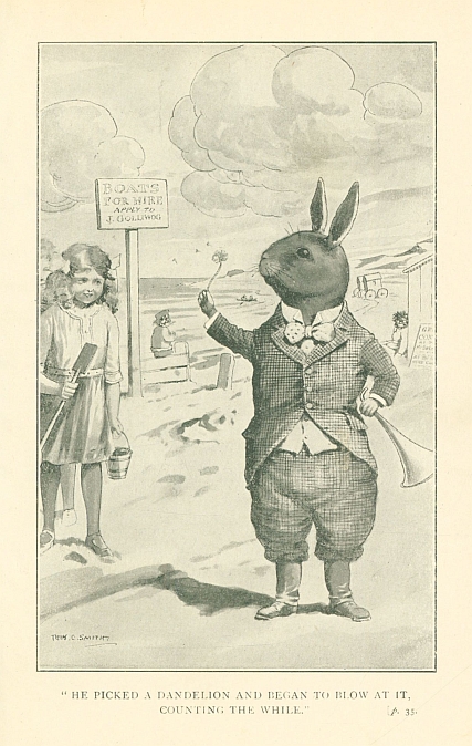 "HE PICKED A DANDELION AND BEGAN TO BLOW AT IT, COUNTING THE WHILE."