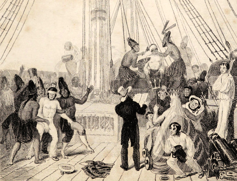 Ceremony on the ship to mark the crossing of the equator