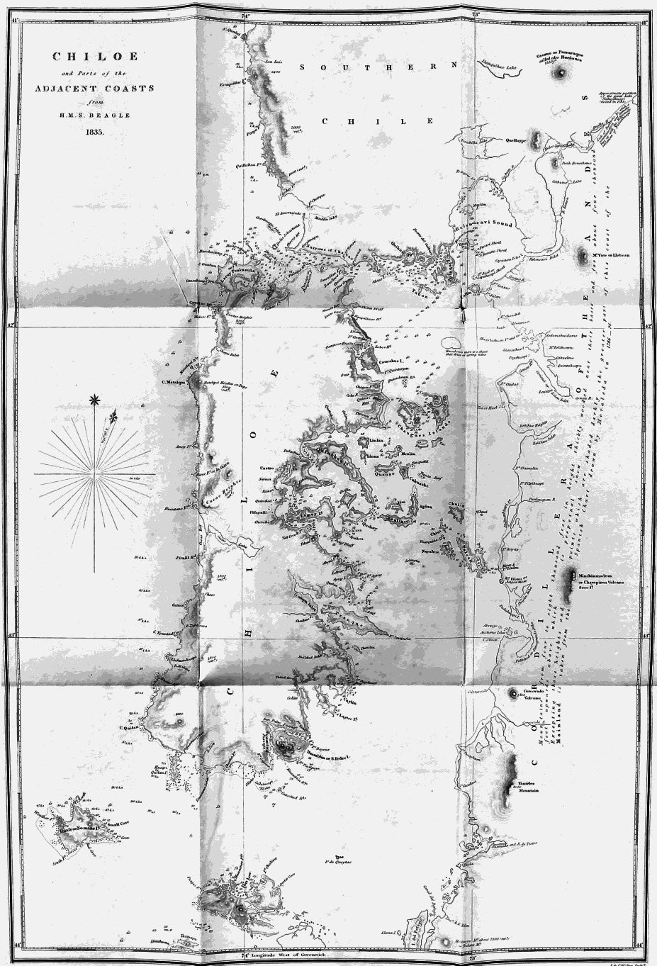 Chart of the coastal region of Southern Chile.