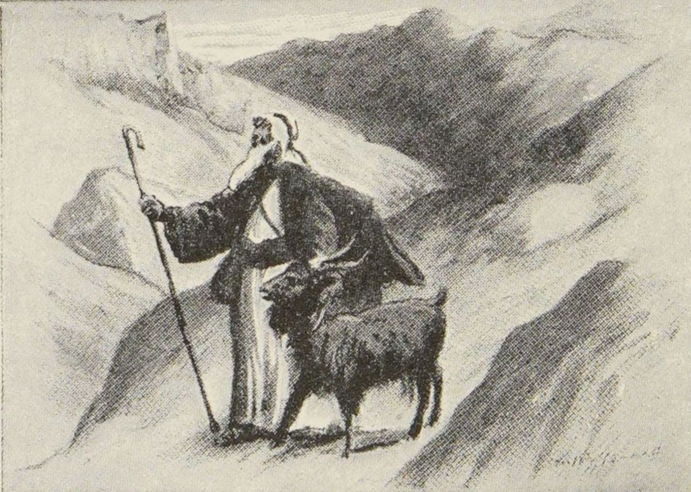 A man leads the goat away.