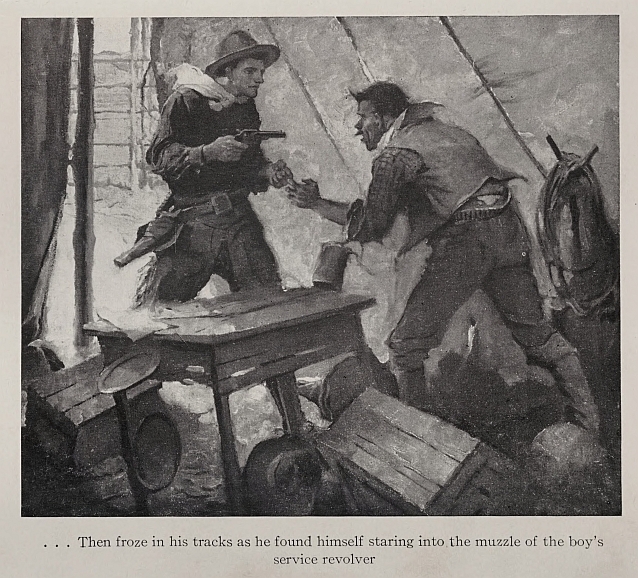 ... Then froze in his tracks as he found himself staring into the muzzle of the boy's service revolver