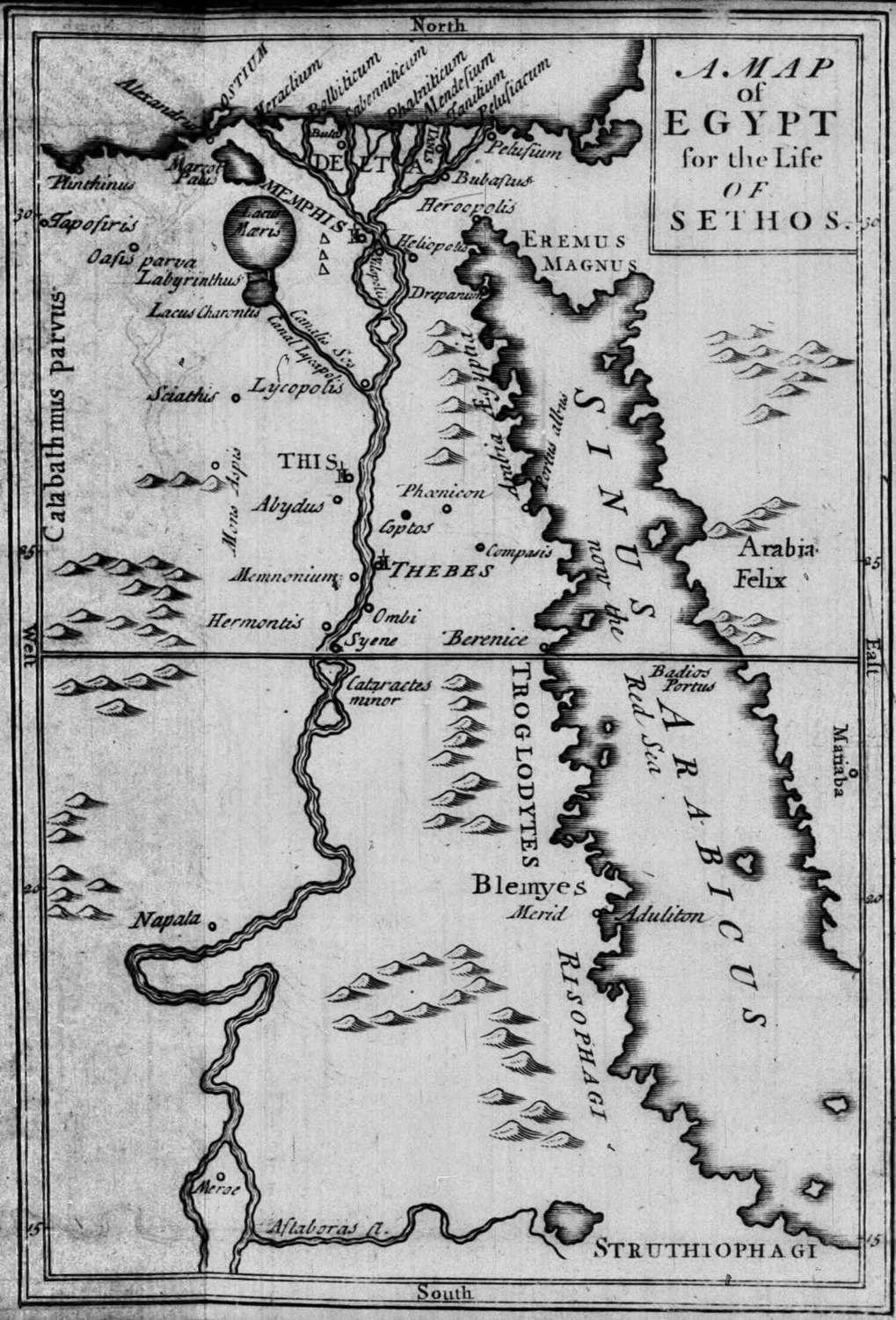 A MAP of EGYPT for the Life OF SETHOS.