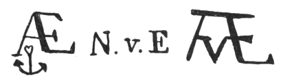 Initials: AE joined, N. v. E., and intertwined AvE