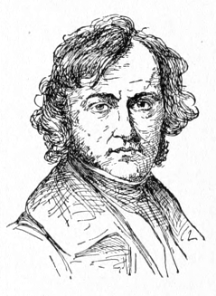Bust of Frost, facing forward; long sideburns, thick wavy hair.