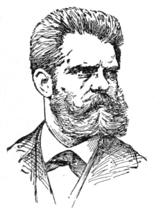 Bust of Geertz, facing slightly right; full mustache and beard, short hair brushed away from face.