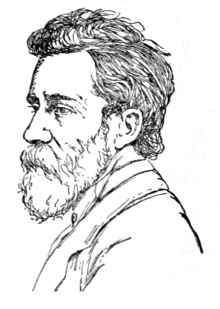 Bust of Graham, facing left; trimmed beard and full mustache; hair trimmed to the nape.