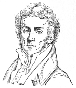 Bust of Guérin, facing forward; clean shaven, short curly hair.