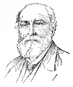 Bust of Haghe, facing slightly left; full beard and mustache, receding hairline; short hair.