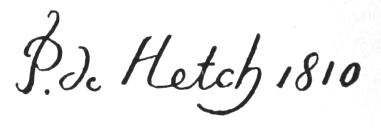 Signature: P. de Hetch 1810