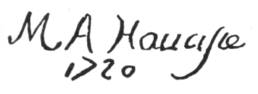 Signature: M A Houcisse 1720