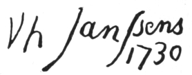 Signature: v h Janssens 1730